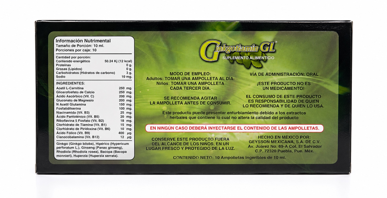 Ginkgotiamin GL — modo de uso e ingredientes